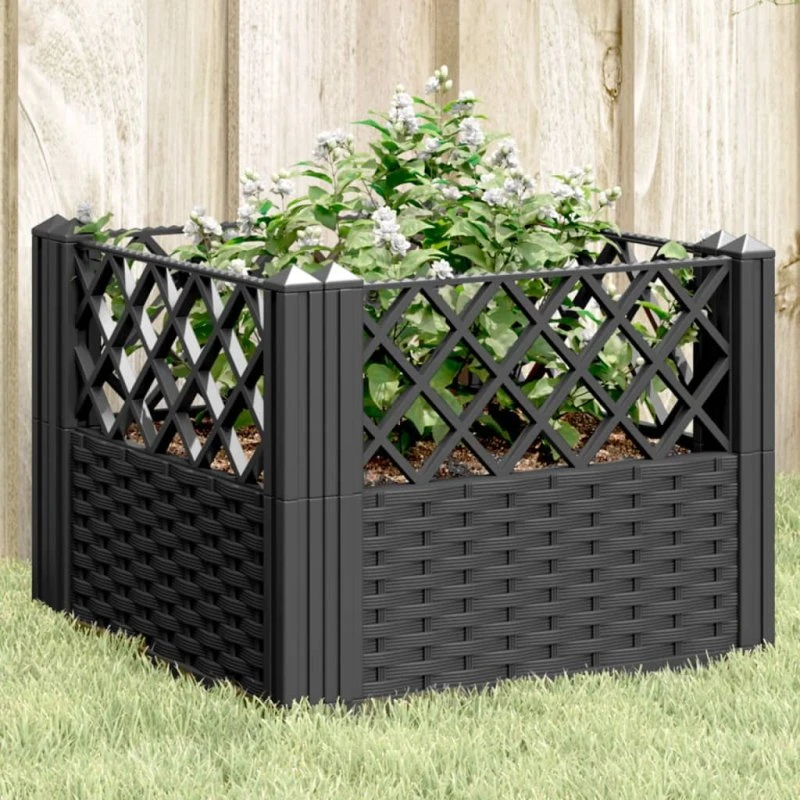 Plantekasse med spyd 43,5x43,5x43,5 cm PP – brun