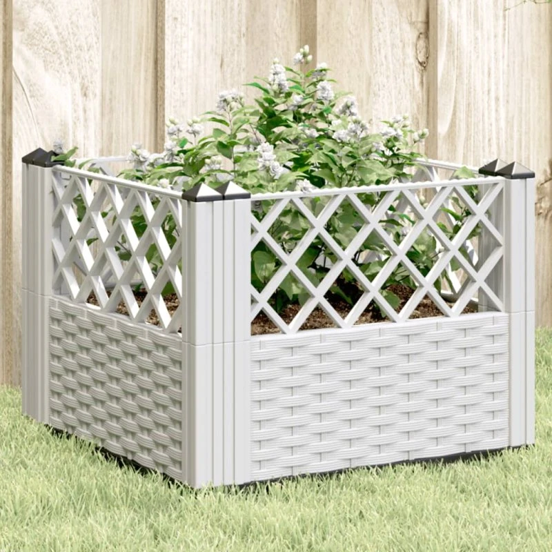 Plantekasse med spyd 43,5x43,5x43,5 cm – hvid PP