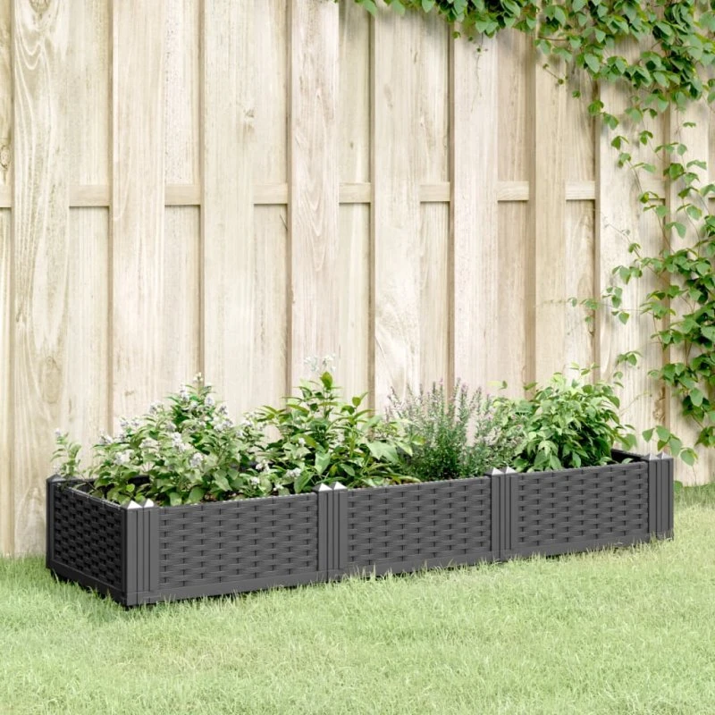 vidaXL Plantekasse 125x40x28,5 cm - Sort PP