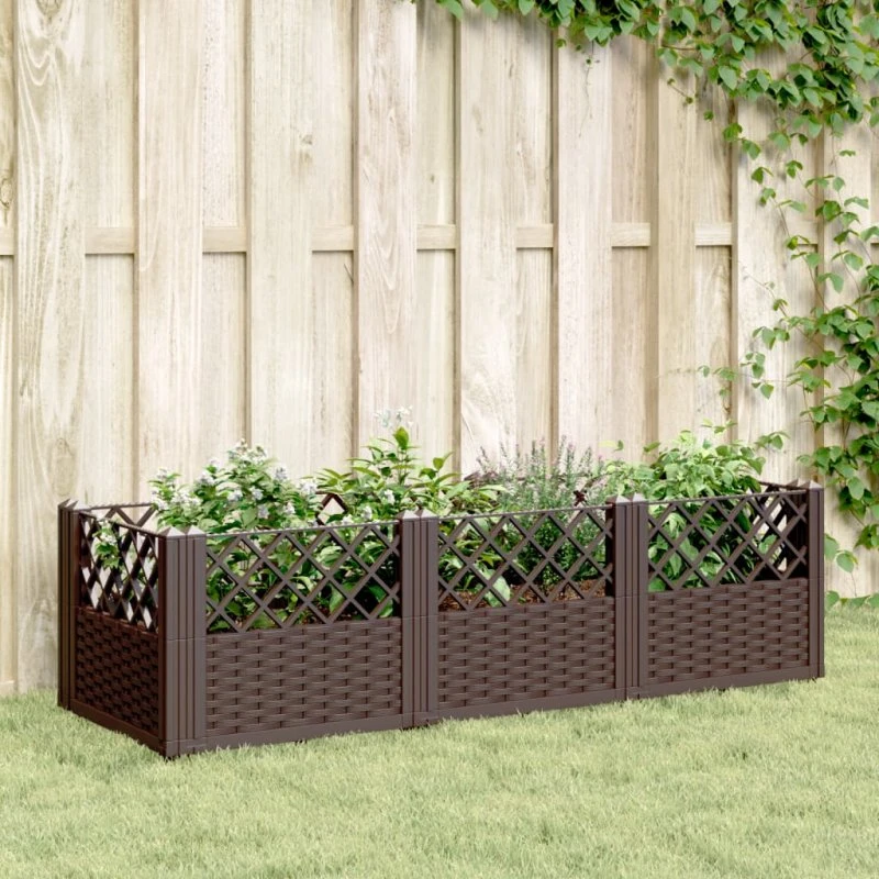 Plantekasse med spyd 123,5x43,5x43,5 PP - brun