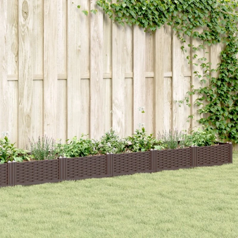 Plantekasse med spyd 362,5x42,5x28,5 cm, brun