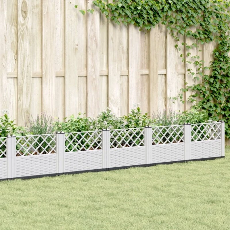 Plantekasse med spyd 363,5x43,5x43,5 PP – hvid