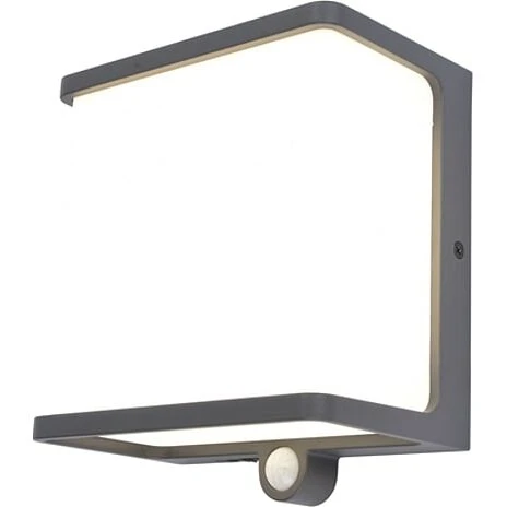 LUTEC Doblo væglampe med sensor, mørkegrå, solcelle 12W