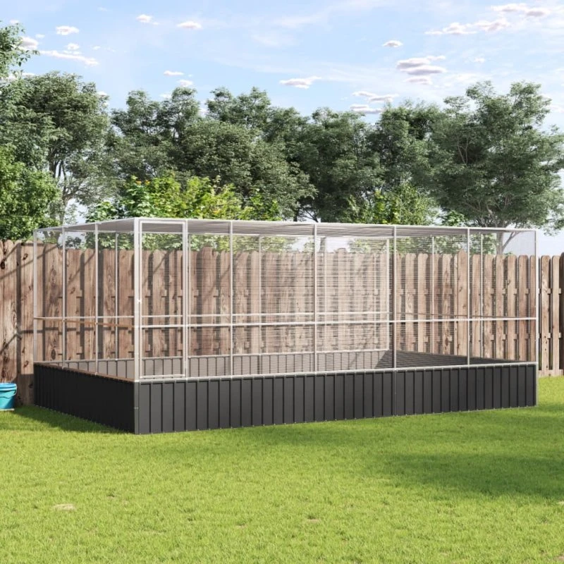 Voliere med udvidelse 518x307x212 cm galvaniseret stål