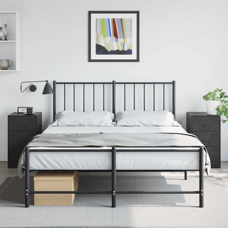 Sengeborde 2 stk 34,5x39x62 cm – sort koldvalset stål