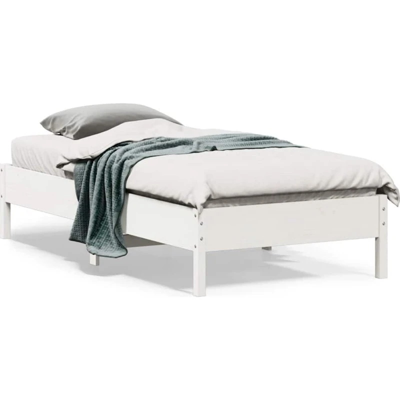 Sengeramme 90x190 cm i massivt fyrretræ – hvid
