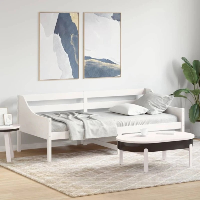 Daybed 90x200 cm i massivt fyrretræ, hvid
