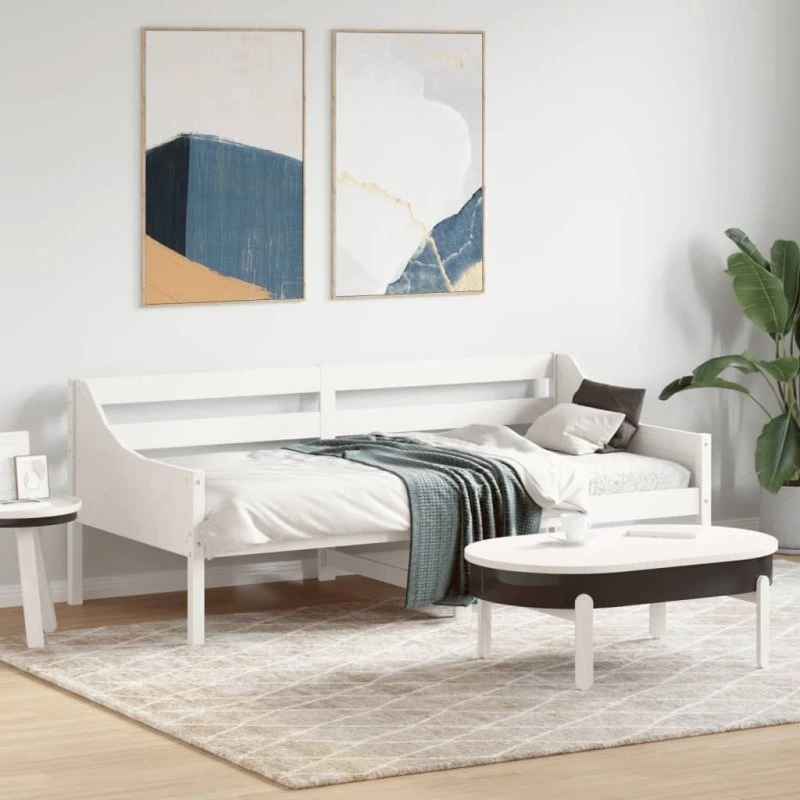 Daybed 90x190 cm i massivt fyrretræ - hvid