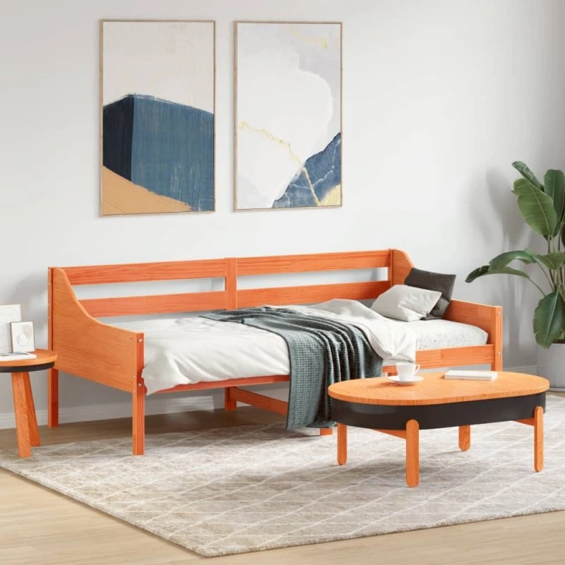 Daybed 90x190 cm i massivt fyrretræ - gyldenbrun