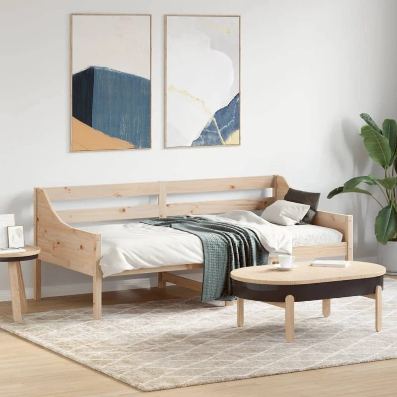 Daybed 75x190 cm i massivt fyrretræ med reol (uden madras)