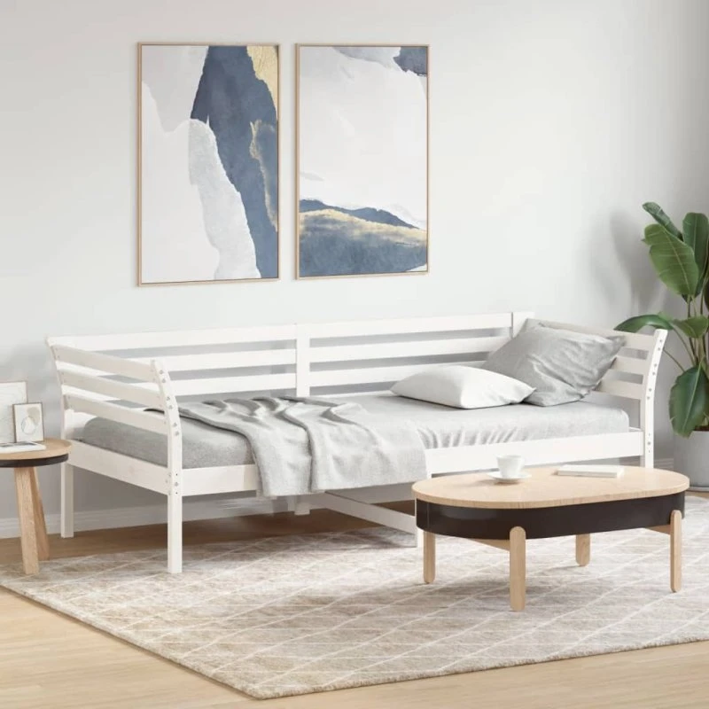 Daybed 80x200 cm i massivt fyrretræ, hvid (uden madras)
