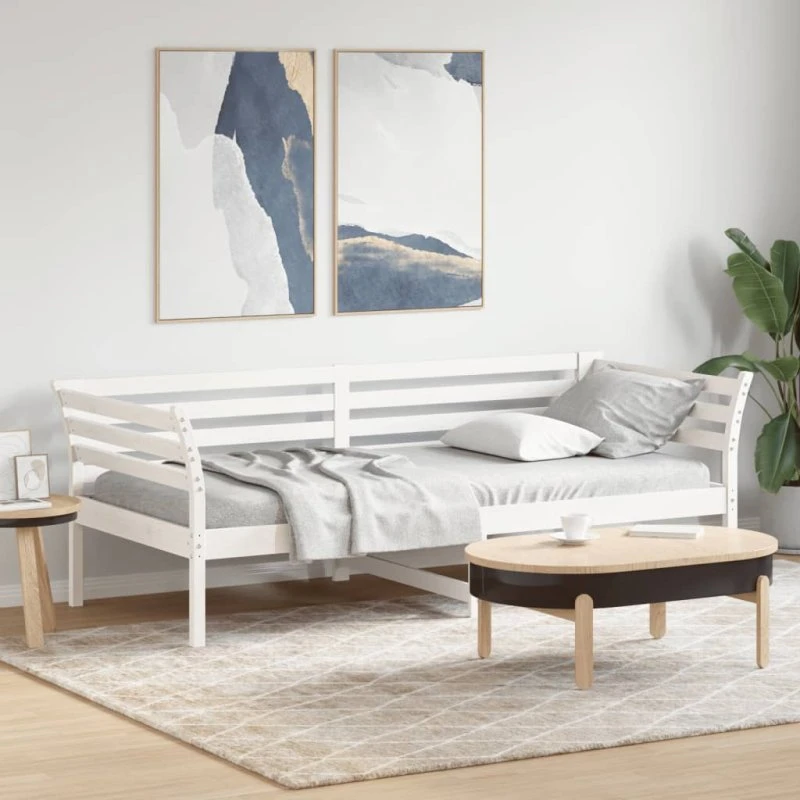 Daybed 90x200 cm i massivt fyrretræ, hvid (uden madras)
