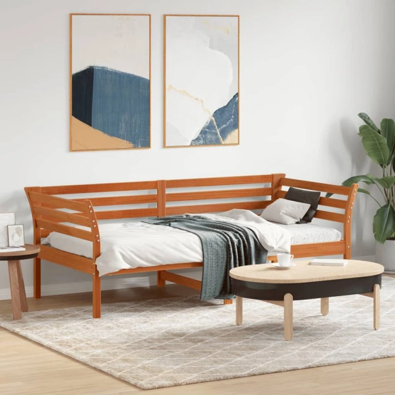 Daybed 90x190 cm i massivt fyrretræ, gyldenbrun