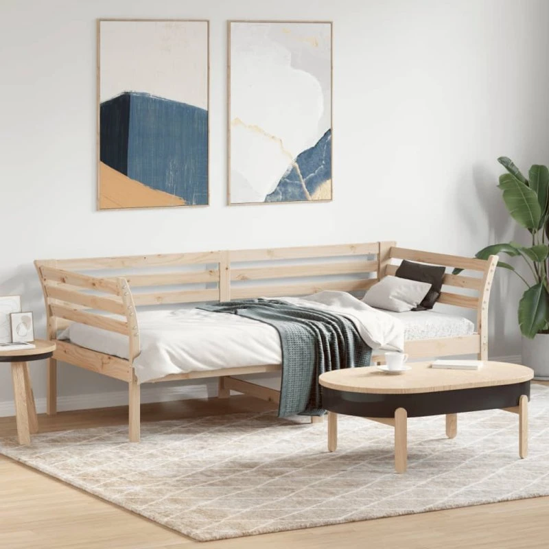 Daybed 75x190 cm i massivt fyrretræ med reol (uden madras)