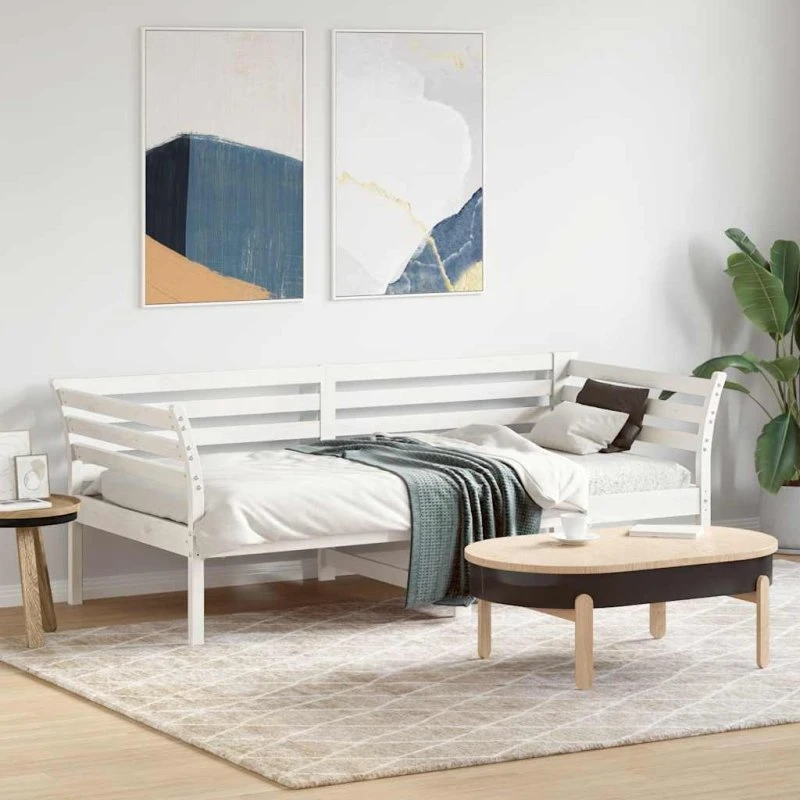 Daybed 75x190 cm i massivt fyrretræ - hvid (uden madras)