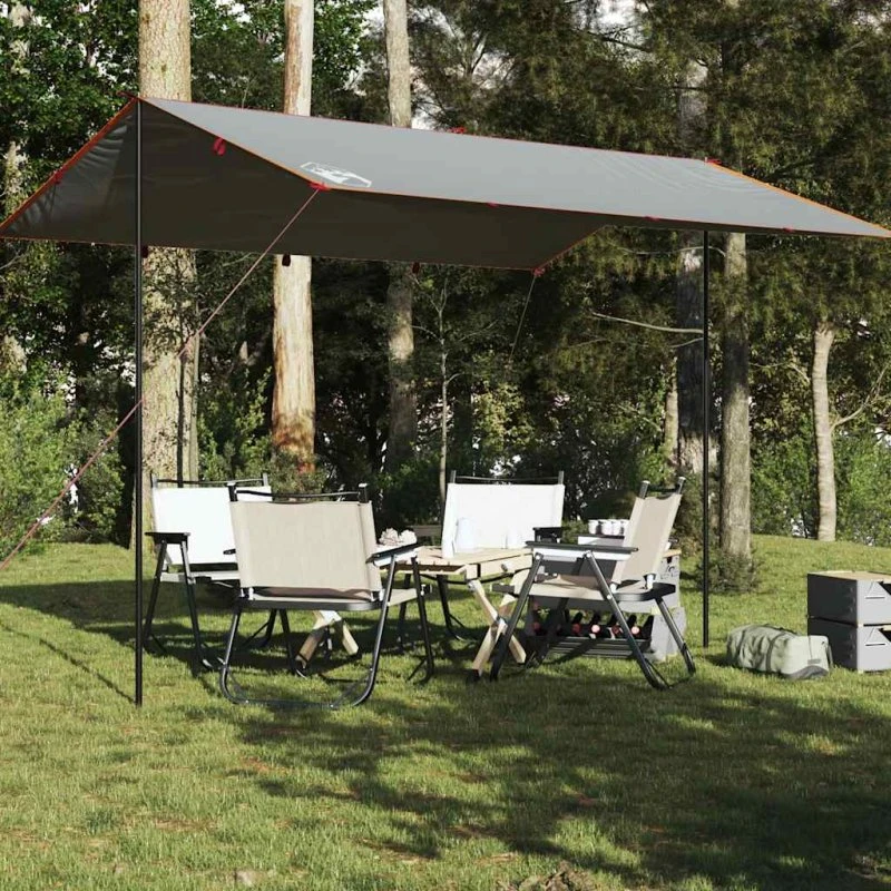 Vandtæt tarp 400x294 cm – grå/orange, PU-coatet