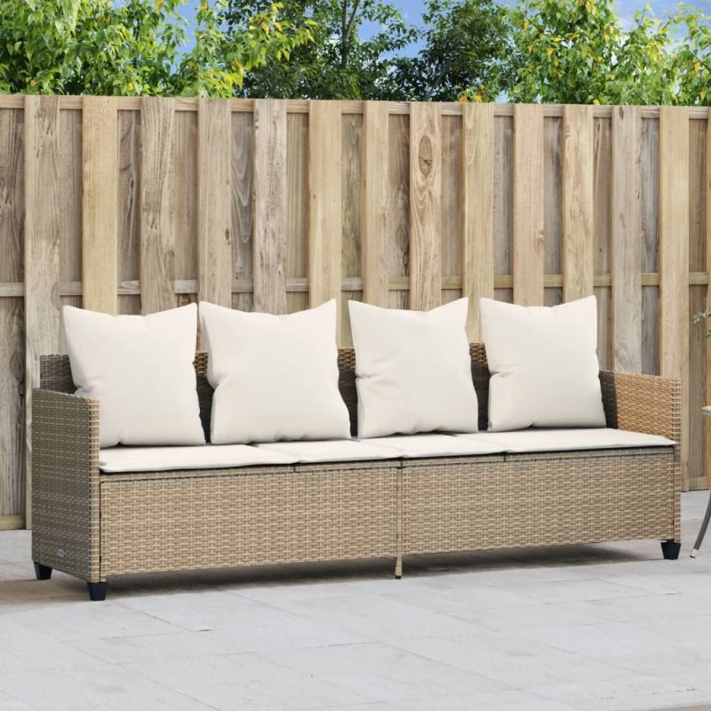 Loungesofa i polyrattan med hynder - Beige