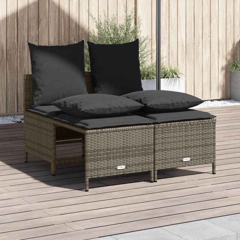 Sofasæt til haven 4 dele i grå polyrattan