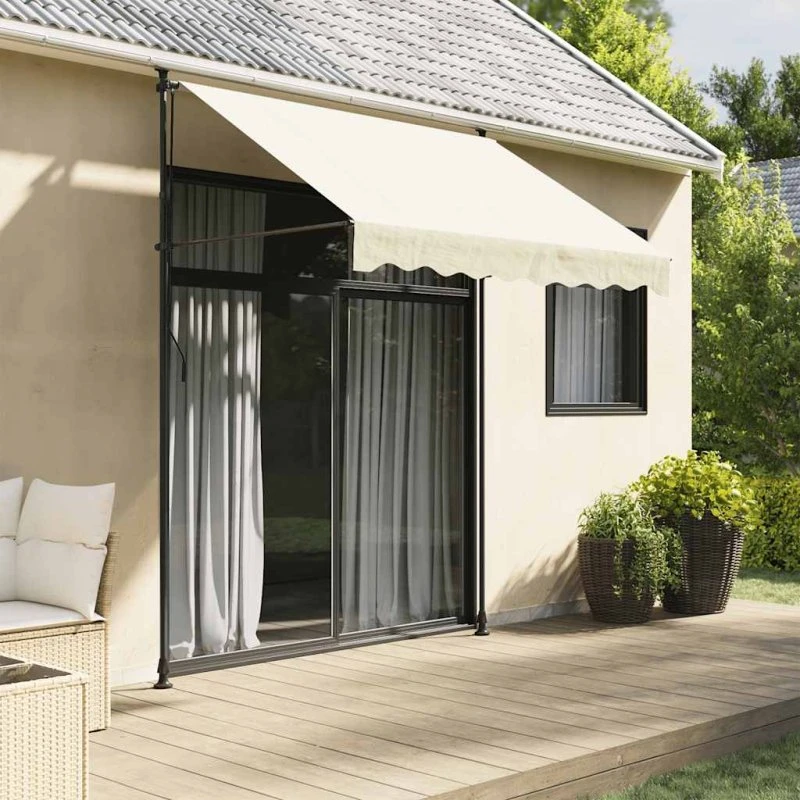 Foldemarkise 250x150 cm - creme, stål & PU-stof