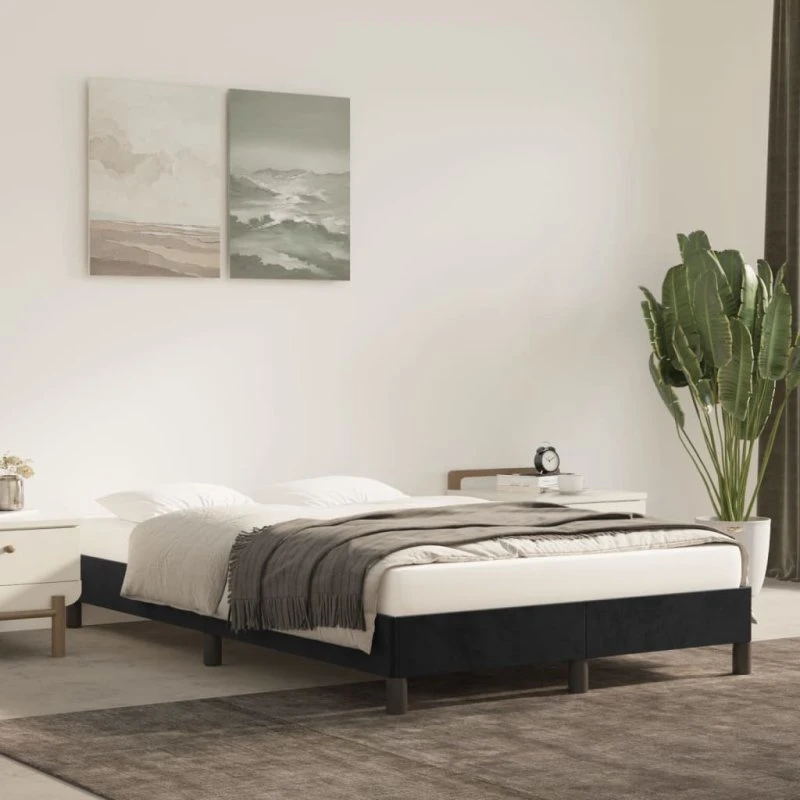 Sengeramme 120x190 cm fløjl enkeltseng, sort