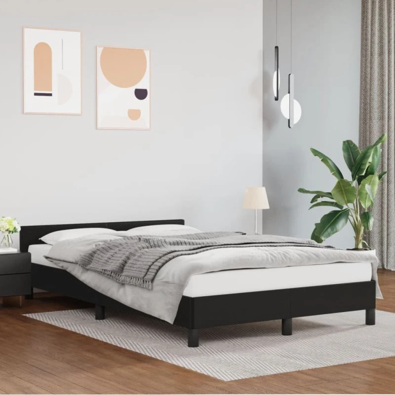 Sengeramme 120x190 cm i kunstlæder - enkeltseng, sort