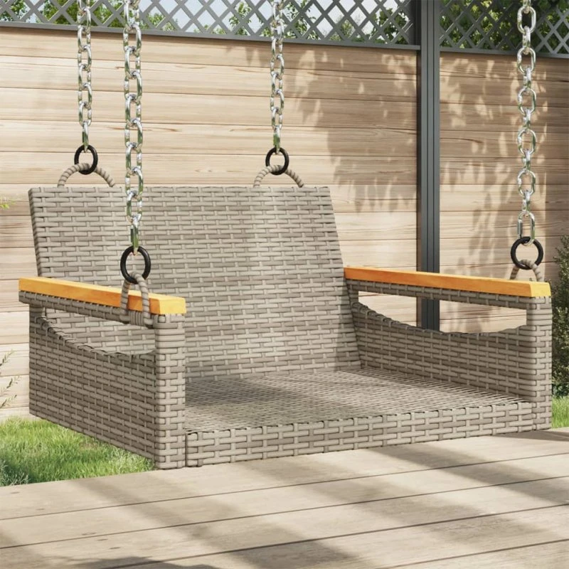 Gyngebænk 63x62x40 cm polyrattan grå
