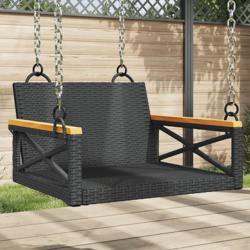 Gyngebænk i polyrattan 63x62x40 cm – sort