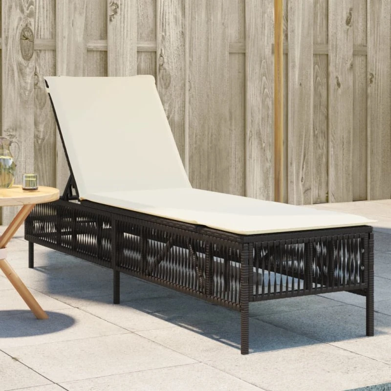 Liggestol i polyrattan med hynde - brun, 5-positioner