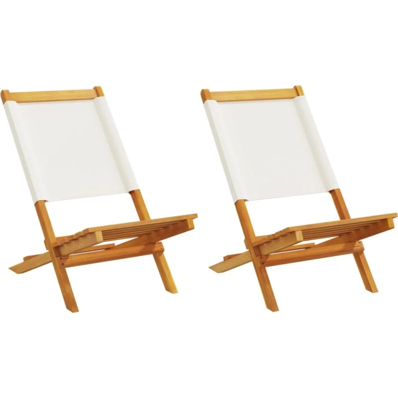 Havestole 2 stk. i massivt akacietræ med cremehvidt stof