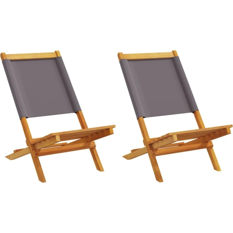 Havestole 2 stk. i massivt akacietræ og antracit stof