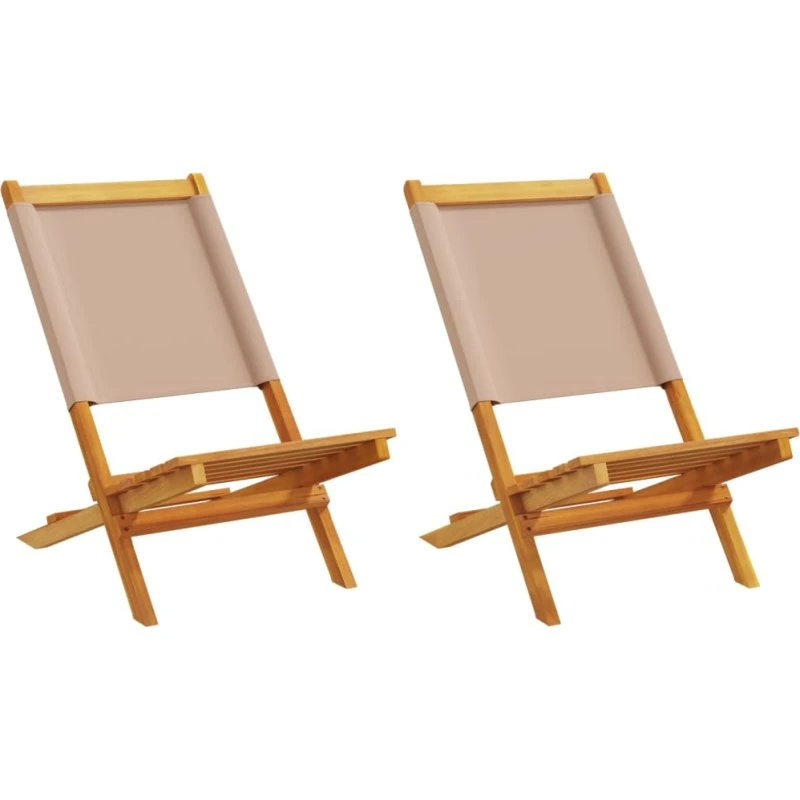 Havestole 2 stk. i massivt akacietræ med stof, gråbrun