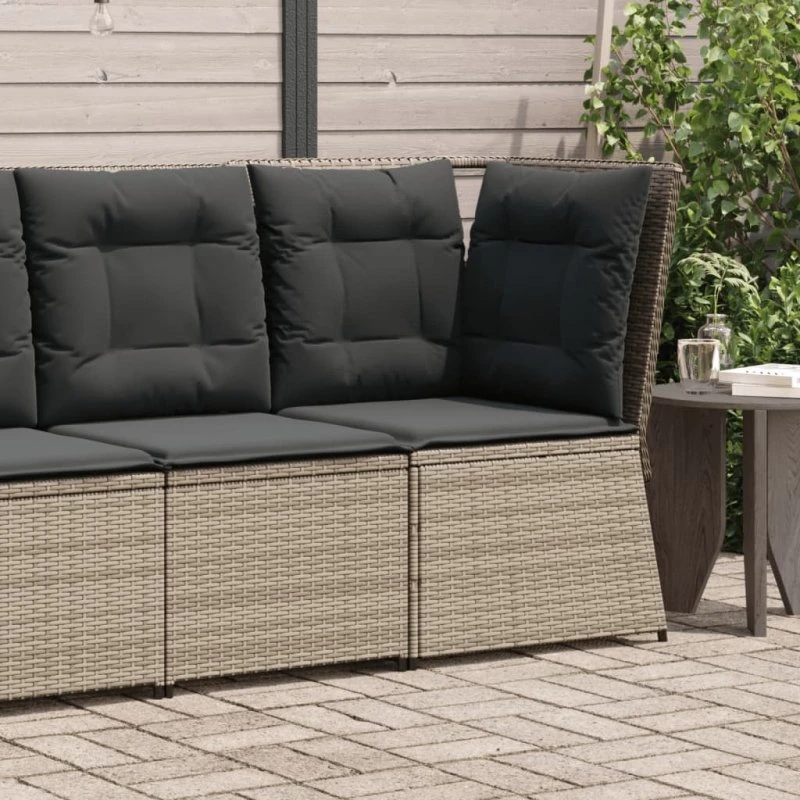 Hjørnemodul til havesofa polyrattan med hynder, grå