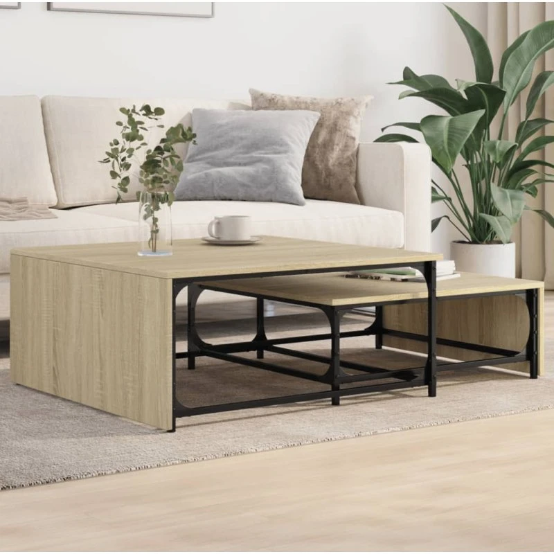 Indskudsborde 2 stk. Sonoma-eg – træ & metal