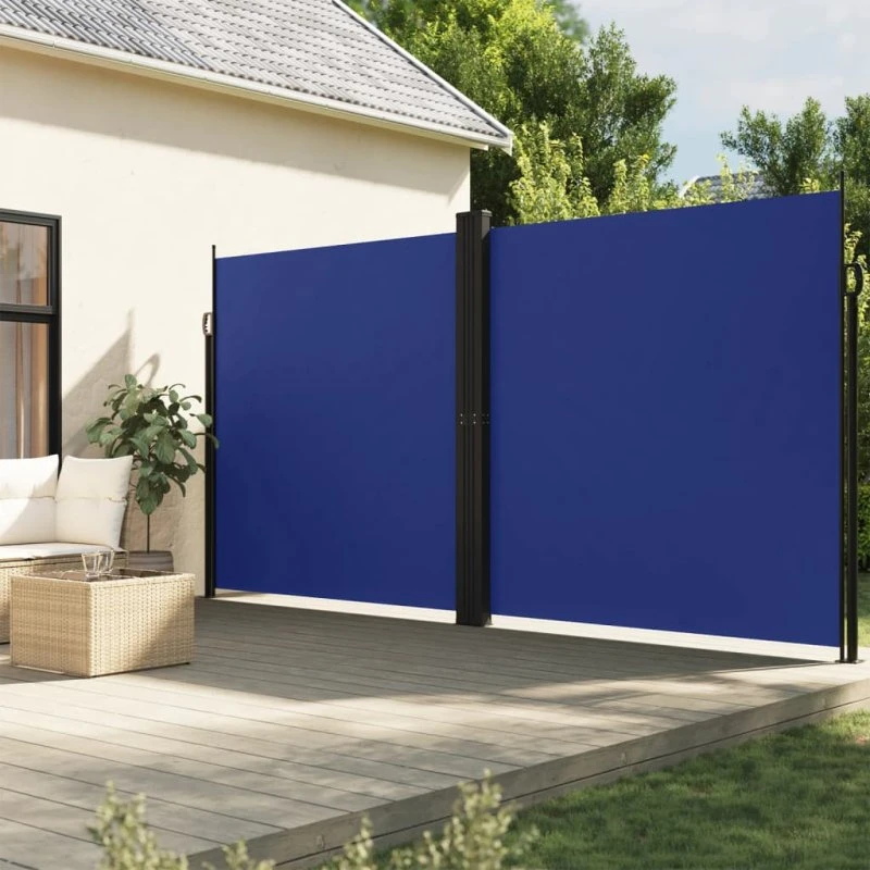 Sidemarkise 220x600 cm - sammenrullelig, blå