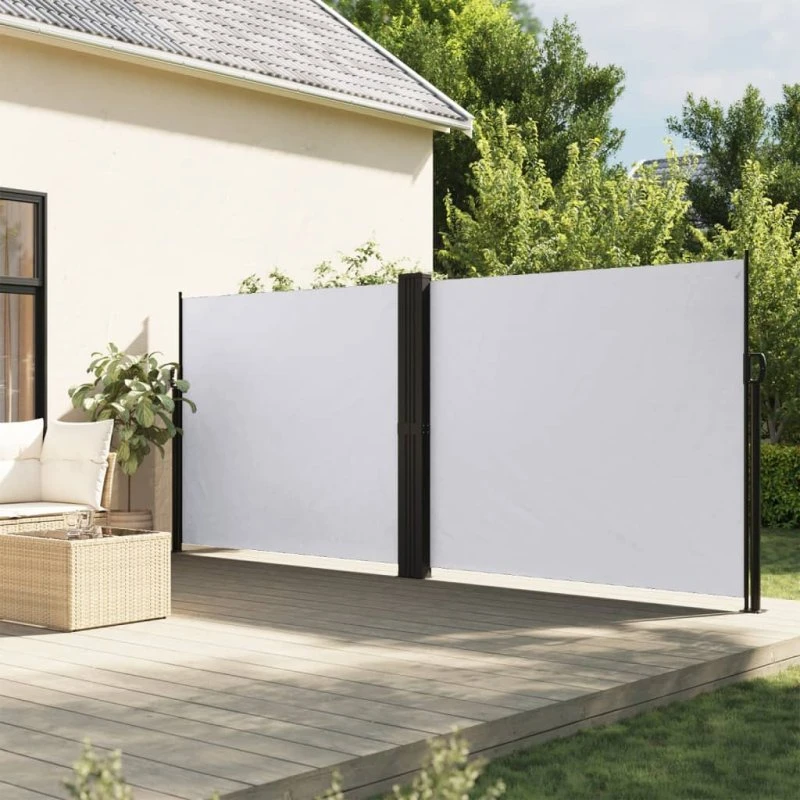 Sammenrullelig sidemarkise 160x600 cm – hvid, vandafvisende
