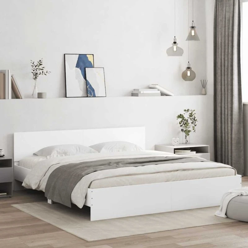 Sengeramme med sengegavl 180x200 cm - hvid