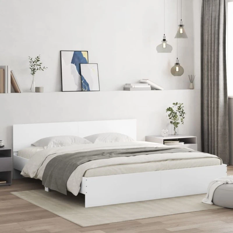 Sengeramme 160x200 cm med sengegavl - hvid