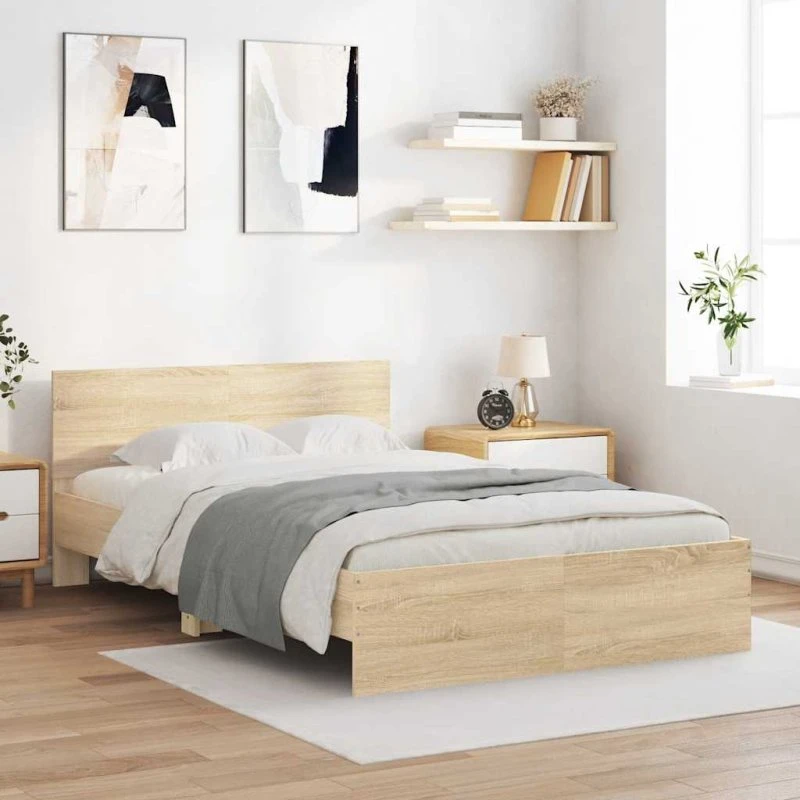 Sengeramme med gavl 120x190 cm - Sonoma-eg
