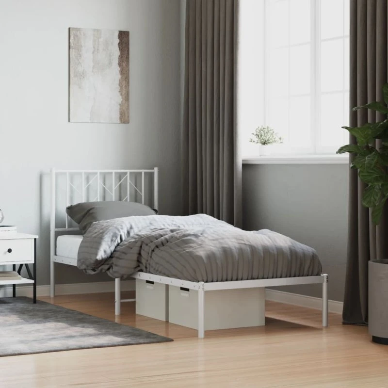 Sengeramme med sengegavl 80x200 cm metal - hvid