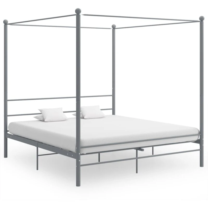 vidaXL sengestel til himmelseng 200x200 cm metal grå