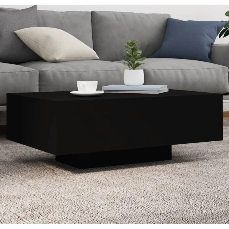 vidaXL sofabord med LED 85x55x31 cm, sort