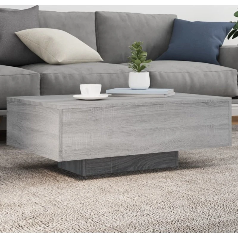 Sofabord med LED 85x55x31 cm – Grå Sonoma-eg