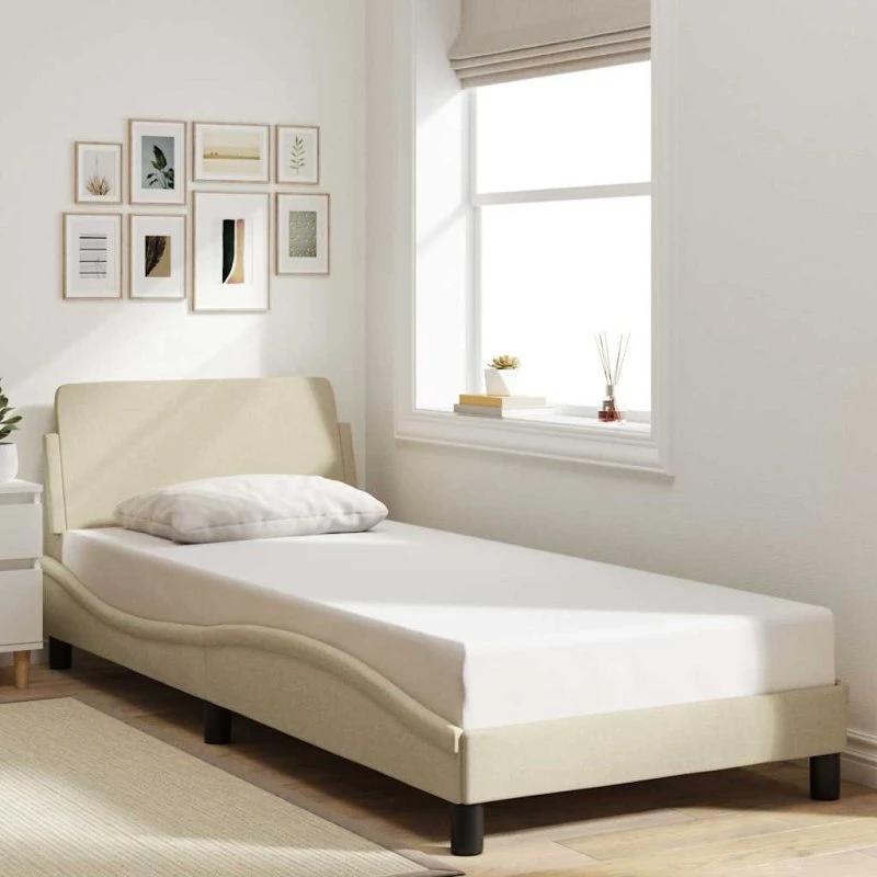 Dover sengeramme med sengegavl 90x200 cm – creme stof