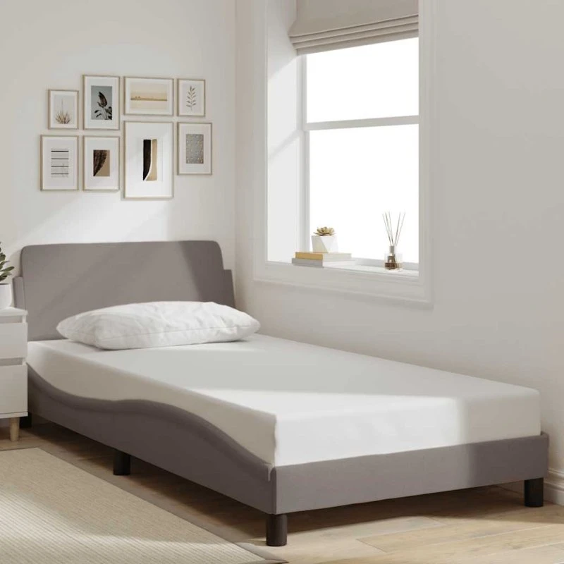 Sengeramme Dover Taupe 100x200 cm – Stof med sengegavl