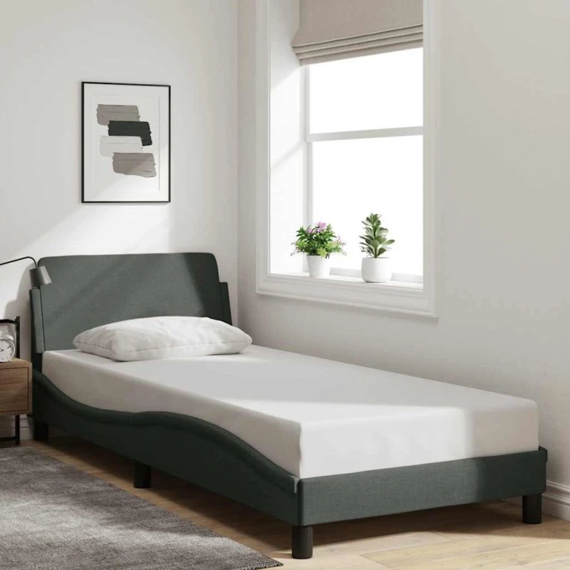 Dover sengeramme m. gavl 80x200 cm - mørkegrå stof