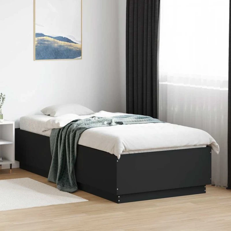 Sengeramme 100x200 cm i sort konstrueret træ