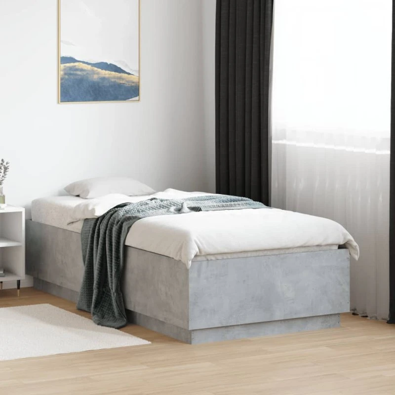 Sengeramme 90x190 cm i konstrueret træ - betongrå