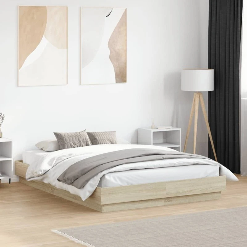 Sengestel 140x190 cm i sonoma-eg (konstrueret træ)