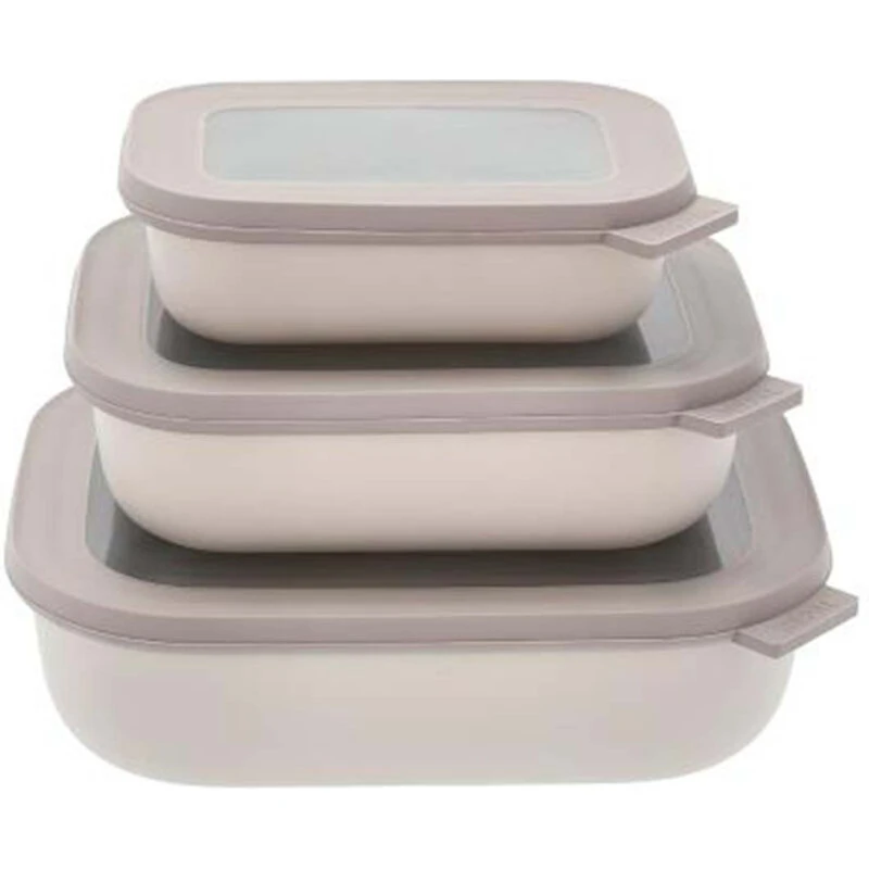 Mepal Cirqula lav rektangulært skålesæt 3 stk. Nordic White