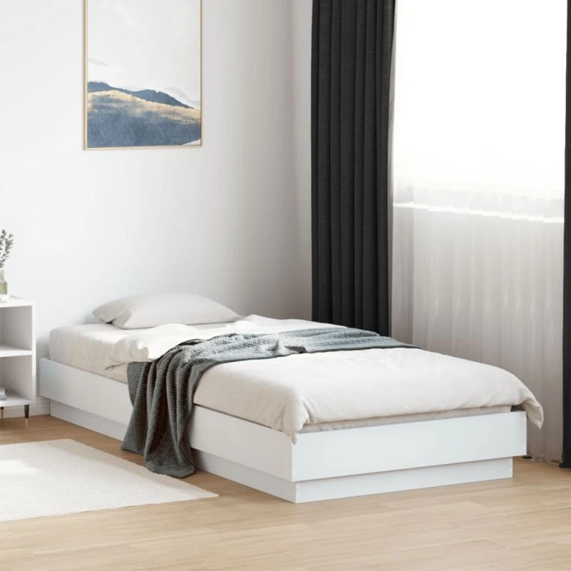 Sengeramme 90x200 cm i konstrueret træ — hvid